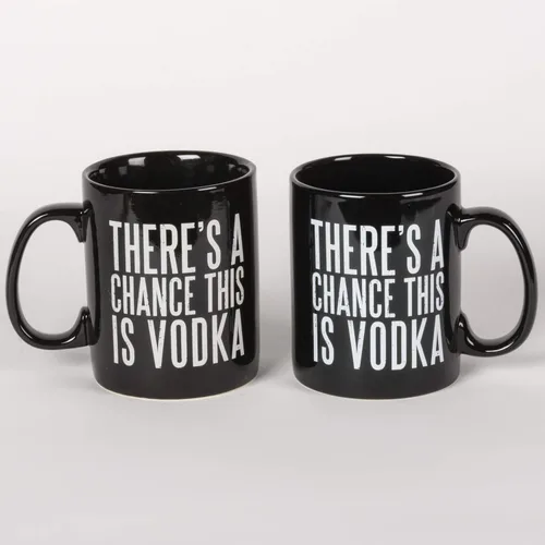 Miniatura 3 de Primitives by Kathy Taza de café de gres blanco y negro, 20 onzas, There's A Chance This is Vodka