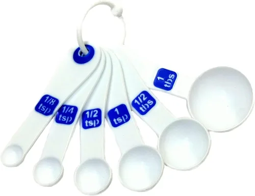 Miniatura 4 de Chef Craft Select Tazas medidoras de plástico, 1/4, 1/3, 1/2 y 1 taza, blanco y azul