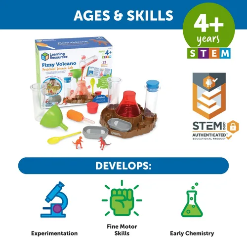 Miniatura 5 de Learning Resources Fizzy Volcano - 13 Piezas, Edades 4+, Kits de Laboratorio Científico para Preescolar, Experimentos de Juguetes STEM para Niños