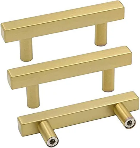 Miniatura 8 de Goldenwarm Paquete de 5 manijas negras de gabinete de 2-1/2 pulgadas (2.520 in) color negro mate, tiradores de cajón en T para armarios de cocina