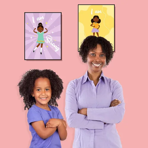Miniatura 4 de Outus 9 piezas de decoración de pared de niña negra para habitación de niñas, cita inspiradora, arte de pared afroamericano, decoración