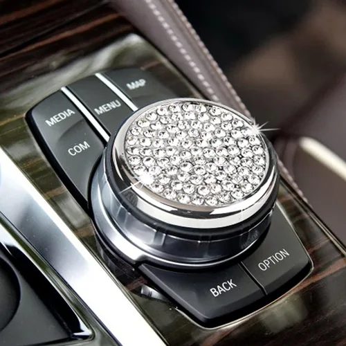 Miniatura 6 de MICROCK Accesorios Brillantes para BMW 1 2 3 5 7 Series X1 X3 X5 X6 Media iDrive Cubierta de Perilla del Botón Interruptor de Control Botón