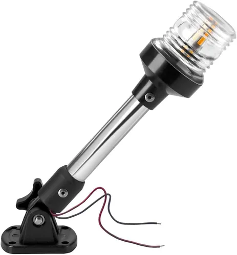 DDL - Luz de anclaje, luz LED blanca de popa para barco de 3 millas náuticas Bimini, luces superiores plegables para pontón todo redondo, 360 12 ~ 9