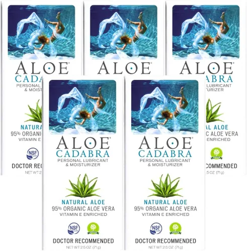 Aloe Cadabra Lubricante personal natural a base de agua, lubricante de aloe orgánico para hombres, mujeres y parejas, pH equilibrado (sin perfume,