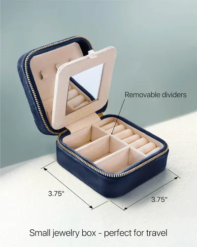 Miniatura 3 de Joyero de viaje de terciopelo caja organizadora de joyas de viaje estuche para joyas de viaje joyero pequeño para mujer estuche de viaje para joyas