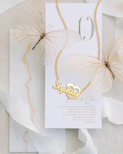 Miniatura 2 de Q&Locket Collar con nombre personalizado, chapado en oro de 18 quilates, delicado dije de placa de nombre, joyería personalizada para mujeres y niñas