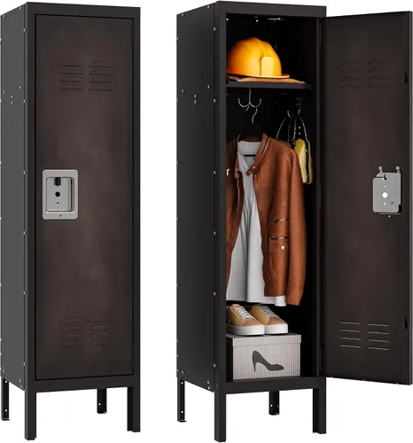 Miniatura 5 de SISESOL Taquillas de metal para empleados, armario de almacenamiento con cerradura con estante, grandes armarios para almacenamiento con patas