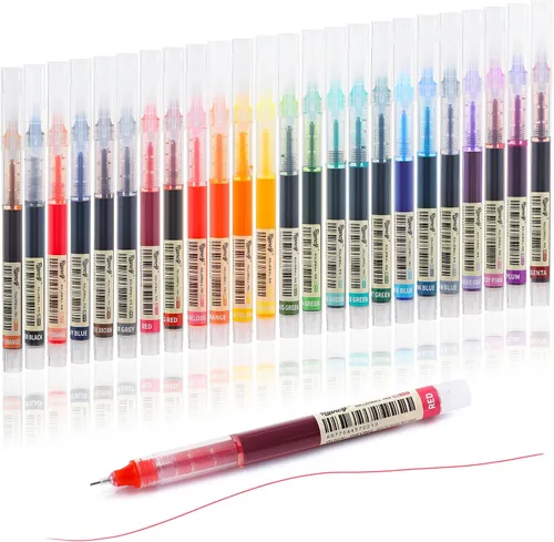 USUAL 24 unidades de bolígrafos de tinta de gel, bolígrafos de tinta líquida, bolígrafos multicolor de 0.5 mm de punta fina, bolígrafos de escritura