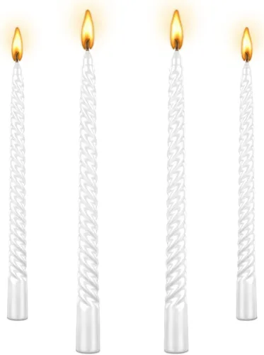 Miniatura 20 de Kandelo - Velas espiraladas cónicas de 8 pulgadas, 4 unidades, 5 horas, sin humo, vela larga, candelabros altos, para el hogar, cena, fiesta, boda