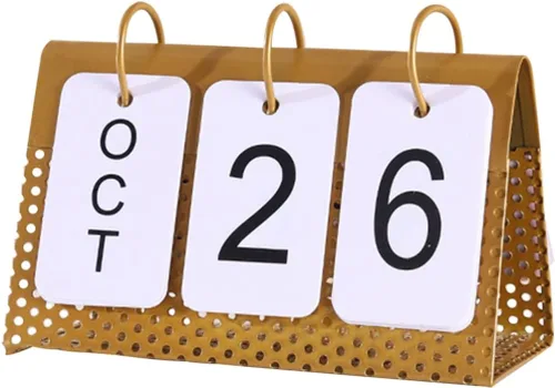 Decoración del hogar, decoración del hogar, oficina, calendario perpetuo, calendario de escritorio de metal, adorno de mesa, planificador mensual