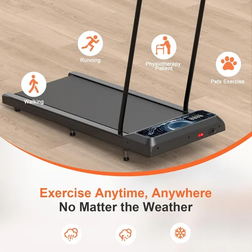 Miniatura 7 de Almohadilla para caminadora con 8% de inclinación, caminadora portátil debajo del escritorio con barra de mango de 2.5 HP para el hogar