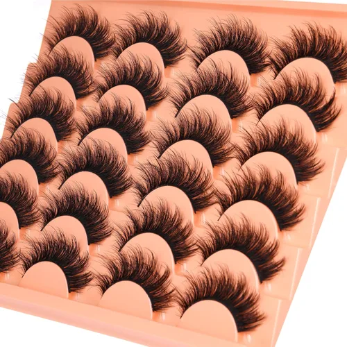 Miniatura 4 de ALICROWN - Pestañas postizas peludas, pestañas postizas naturales, pestañas postizas de visón completo, pestañas rizadas C, paquete de 12 pares