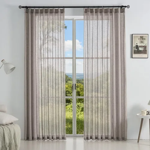 Miniatura 49 de Cortinas semitraslúcidas de lino neutro de 84 pulgadas de largo, cortinas y cortinas de lino beige crema que filtran la luz, tratamientos modernos