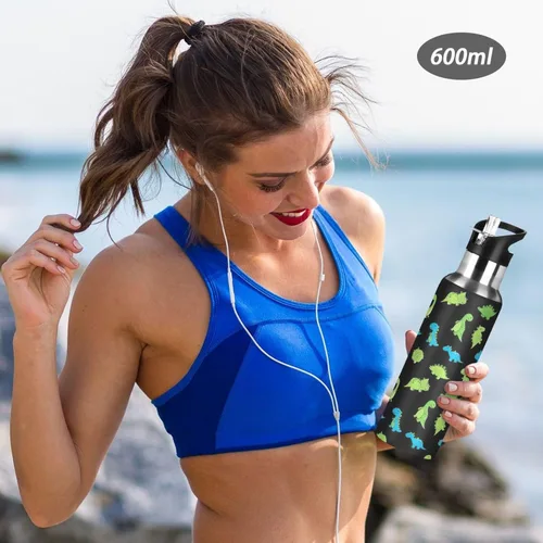 Miniatura 6 de Insulated Stainless Steel Water Bottle with Straw 20 Oz, BPA-Free Sport Water Bottle for Gym Outdoor Travel School, Cute Dino
