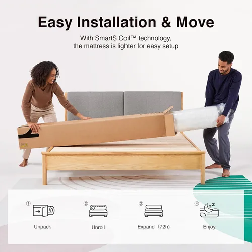 Miniatura 10 de Novilla - Colchón tamaño matrimonial de 12 pulgadas, en caja con resortes de bolsillo Smarts™ para aliviar la presión, colchón híbrido de espuma