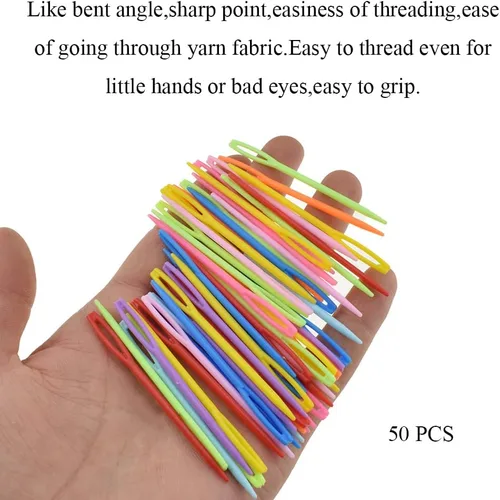 Miniatura 6 de Hahiyo Hilado colorido para tapicería, agujas de coser, tejido de seguridad, ganchillo, sin pinchazos, ojo grande, suave, consigue hilo