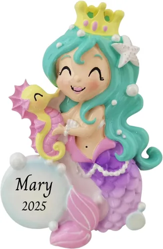 Miniatura 4 de Adorno de Navidad personalizado de unicornio brillante 2025, recuerdo de nombre grabado personalizado para niñas, mágico para niños, adorno