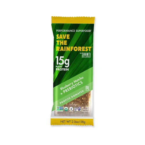 SHANTI BALANCE SAVE THE RAINFOREST | Blueberry Matcha | Proteína vegetal de 0.53 oz | Superalimento orgánico sin gluten | Prebióticos para la salud