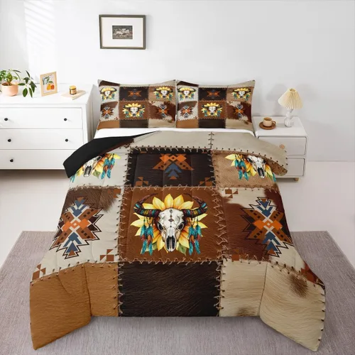 Miniatura 15 de Erosebridal - Juego de ropa de cama estilo tribal bohemio azteca, edredón con estampado étnico blanco y negro, bohemio, tamaño King, juego de Multi