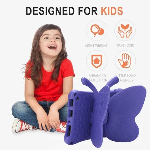 Miniatura 70 de FW Fire 7 - Funda para tablet para niños, Amazon Fire 7 2022, funda de mariposa con luz de atril, EVA, protección contra caídas, resistente, a