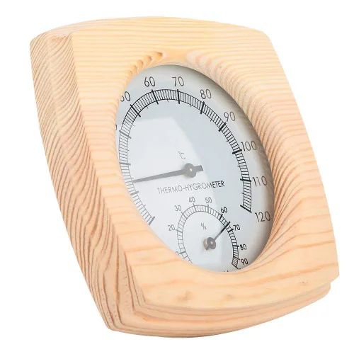 Miniatura 7 de Fdit Termómetro higrotermógrafo de madera para sauna higrómetro Sala de sauna Spruce Dial de madera humedad Medidor de temperatura Monitor