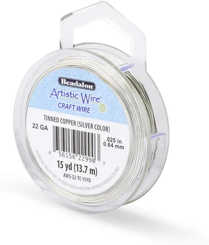Miniatura 190 de Artistic Wire, alambre para manualidades de calibre 22 bañado en plata, resistente a las manchas, color cobre, blanco, 9,1 m