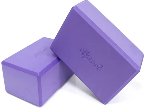 Miniatura 11 de Sol Living Bloques de yoga, paquete de 2 cojines de yoga de espuma EVA de alta densidad, para estirar, pilates, meditación, equipo de ejercicio, Azul