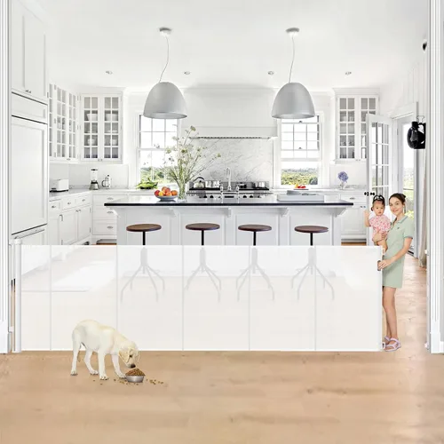 Miniatura 23 de Puertas retráctiles reforzadas para bebés de 42" de alto x 100" extra anchas para entradas de puertas, puerta extra alta para mascotas con barras