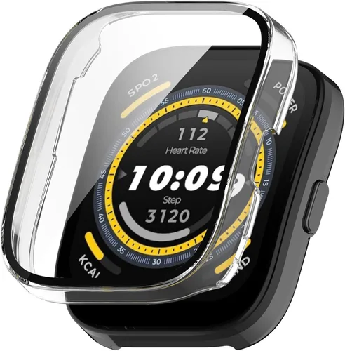 Miniatura 9 de RuenTech Protector de pantalla compatible con Amazfit Bip 5, funda protectora de policarbonato impermeable, película de vidrio templado HD integrada