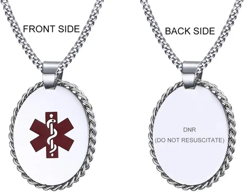 Miniatura 92 de VNOX Collar con colgante personalizado de acero inoxidable con grabado personalizado para identificación de alerta médica de emergencia para hombres