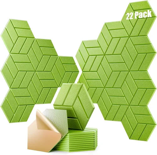 Miniatura 16 de 12 paneles acústicos autoadhesivos, paneles de espuma a prueba de sonido de 12 x 10 x 0.4 pulgadas para paredes, paneles de pared hexagonales Negro