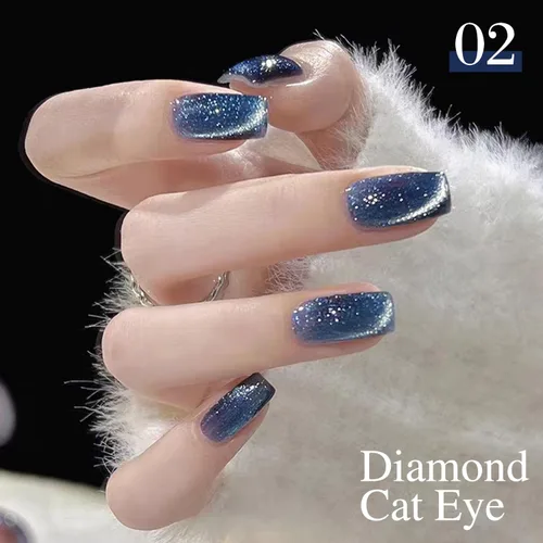 Miniatura 5 de Double Rhythm Juego de esmaltes de gel de ojo de gato, 6 colores, purpurina brillante con imán, holográfico, reflectante, magnético, UV, kit de arte