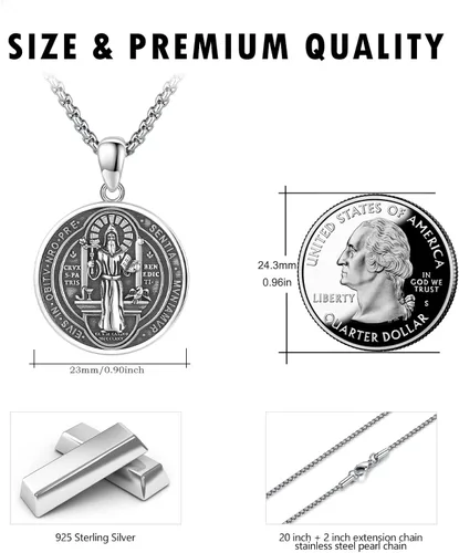 Miniatura 5 de DOTBJ Collar con colgante de cruz de San MiguelSan CristófaloSan BenitoSan PatricioJesús Amuleto de joyería para hombres y mujeres con cadena Rolo
