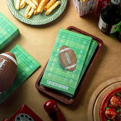 Miniatura 6 de Fuutreo 200 servilletas de fiesta de fútbol de 2 capas para invitados de fútbol, desechables, toalla de mano para el día del juego, suministros