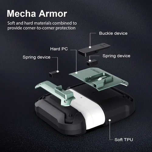 Miniatura 4 de Nillkin Funda para Airpods 3 con bloqueo magnético seguro, funda protectora para Airpods 3 con llavero de metal, cuerpo completo a prueba de golpes