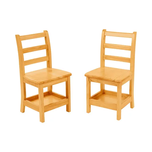 Miniatura 12 de ECR4Kids Silla de escalera de tres peldaños con almacenamiento, altura del asiento de 10 pulgadas, asiento de aula, natural, paquete de 2