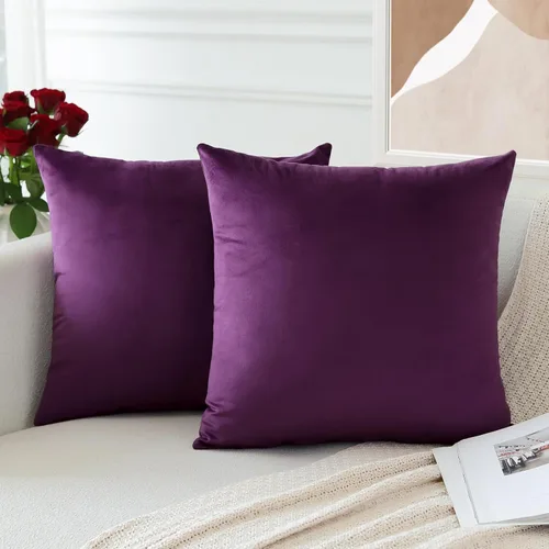 Miniatura 4 de OTOSTAR Fundas de Almohada Decorativas de Terciopelo Suave 24 x 24 Pulgadas Fundas de Cojín Cuadradas Sólidas Decoración del Hogar Fundas