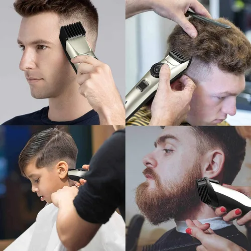 Miniatura 7 de Cortadora de pelo inalámbrica para hombres, kit de aseo recargable para barba, kit de corte de pelo profesional USB para uso familiar, con 2 peines