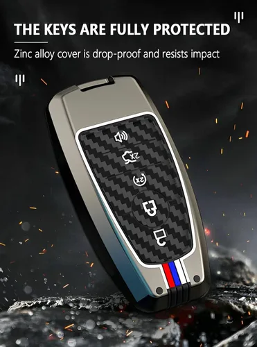 Miniatura 3 de Funda para llavero Ford para Mustang F150 Bronco Explorer Fusion Escape 2018-2026 funda inteligente (FDA-fibra de carbono)