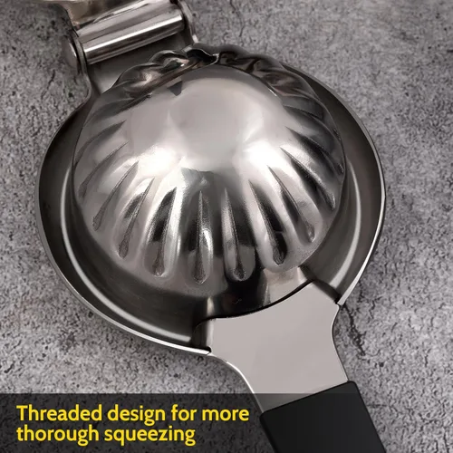 Miniatura 6 de Sopito - Exprimidor de limón de acero inoxidable, resistente con cuenco exprimidor de metal grande para jugos sin semillas, diseño de agarre