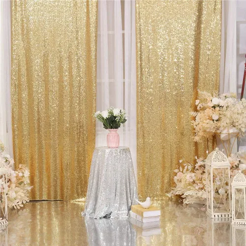 Miniatura 4 de Eternal Beauty - Cortina de lentejuelas para fondo de fotografía de boda Ámbar dorado