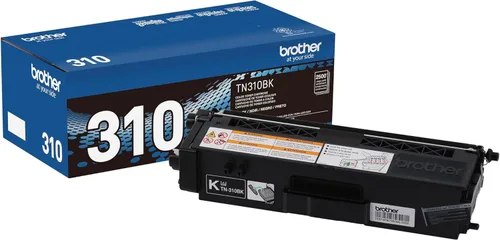 Brother TN310 Cartucho de tóner de rendimiento estándar genuino, TN310BK, tóner negro de repuesto, rendimiento de páginas de hasta 2500 páginas,
