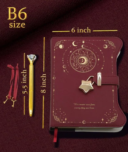 Miniatura 3 de Hoci Poci Diario con Cerradura y Llaves para Niñas Ideas de Regalo, Diario de 360 Páginas de Papel Kraft para Mujeres, Cuaderno Rellenable B6