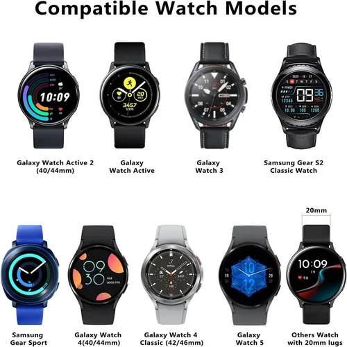 Miniatura 6 de Paquete de 6 correas grabadas compatibles con Samsung Galaxy Watch 5 Band/Galaxy Watch 4 Bands/Galaxy Watch 3 Bands/Active 2 Watch Bands, correa