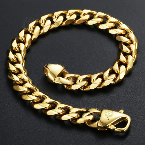 Miniatura 3 de Trendsmax Pulsera de cadena de eslabones cubanos de acero inoxidable 316L de 0.433in0.591in, para hombre, regalos para hombres y niños, 8, 9, 10