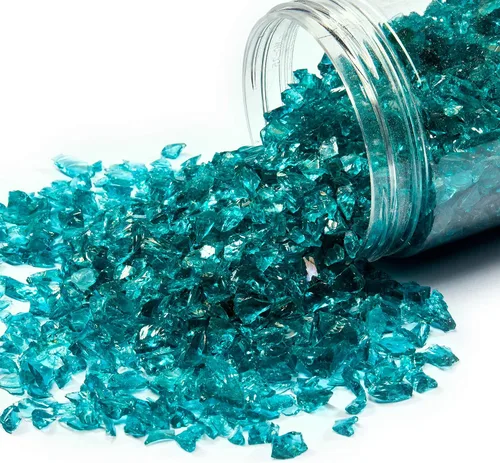Miniatura 9 de TWINKLING Purpurina de Vidrio Triturado de Alto Brillo, Vidrio Roto, Piedras de Cristal de Fuego para Chimenea, Arte de Resina DIY, Manualidades