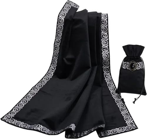 Miniatura 25 de BLESSUME Paño de mesa y bolsa de terciopelo de bruja Altar Tarot Paño cuadrado de adivinación (rosa)