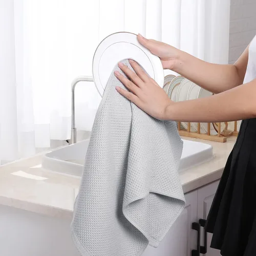 Miniatura 4 de Homaxy Trapo de cocina de 100% algodón, tejido de punto gofre, ultrasuaves, absorbentes, de secado rápido, para limpiar, 13 x 28 pulgadas, paquete