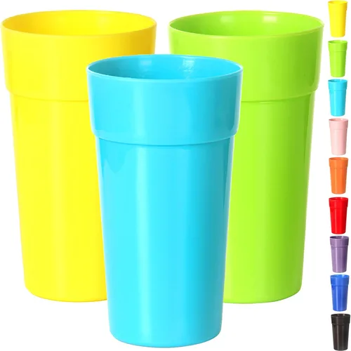 Miniatura 6 de Youngever Paquete de 9 vasos de plástico, vasos irrompibles, vasos de plástico en 9 colores surtidos (22 onzas)