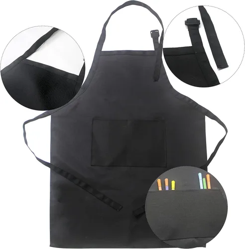 Miniatura 2 de Toal - 16 delantales negros para chef, delantales de chef ajustables con 2 bolsillos para niñas y niños, para pintar, cocinar, hornear